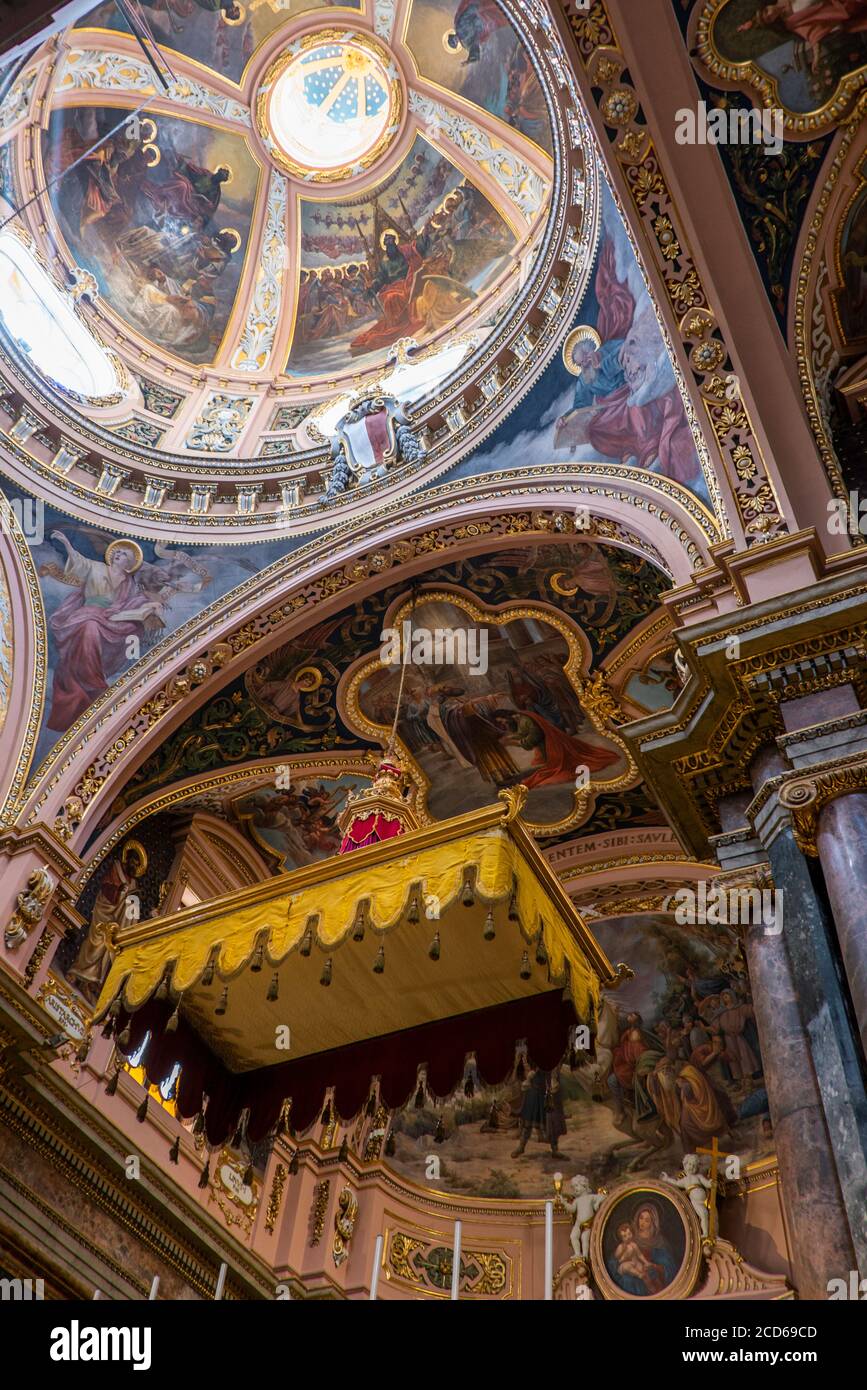 Europe, Malta, Valletta. Collegiate Parish Church of St Paul's Shipwreck, aka Church of St Paul's Shipwreck, Roman Catholic, circa 1570's. Stock Photo