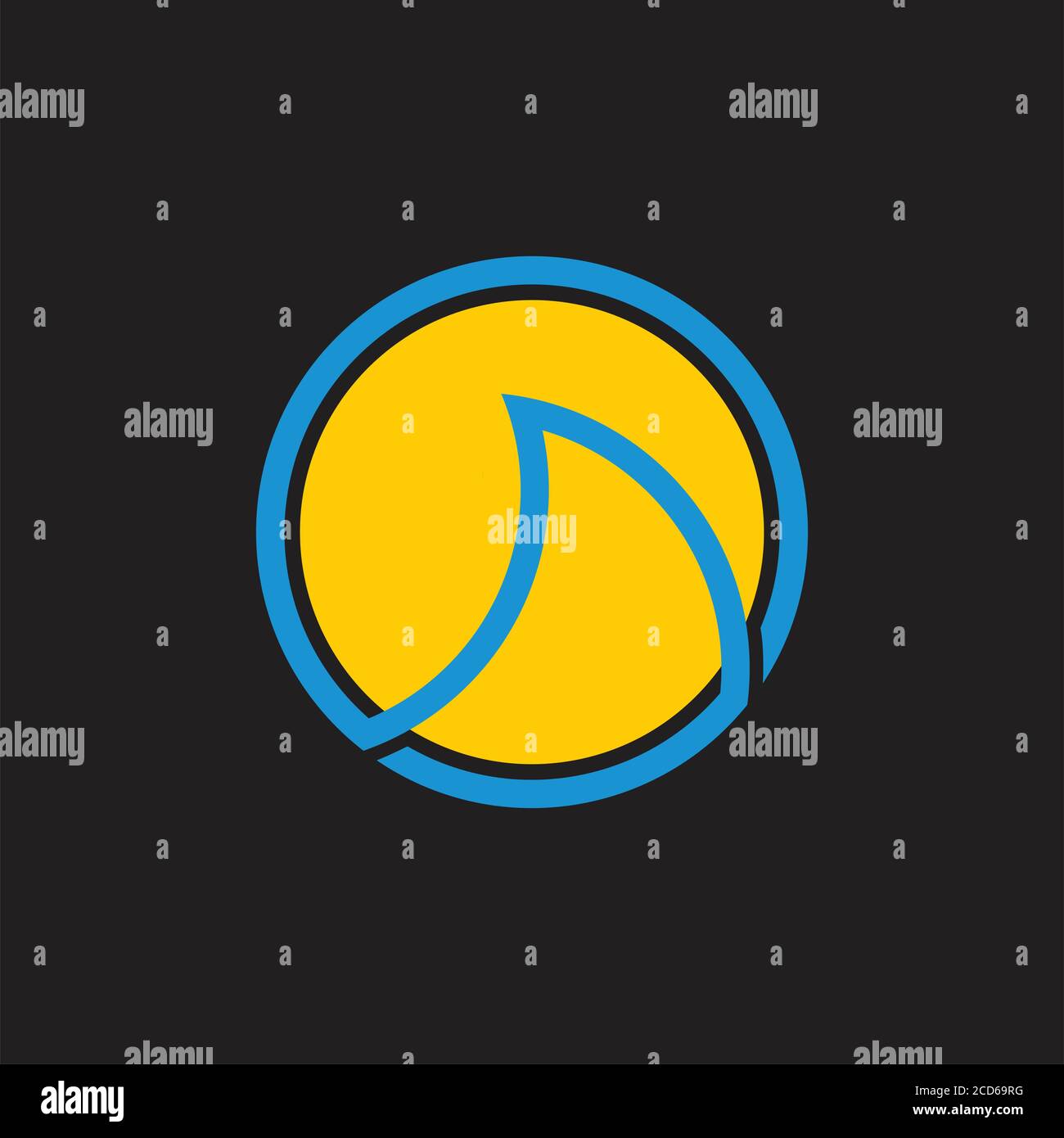 simple moon waves geometric line circle logo vector Stock Vector