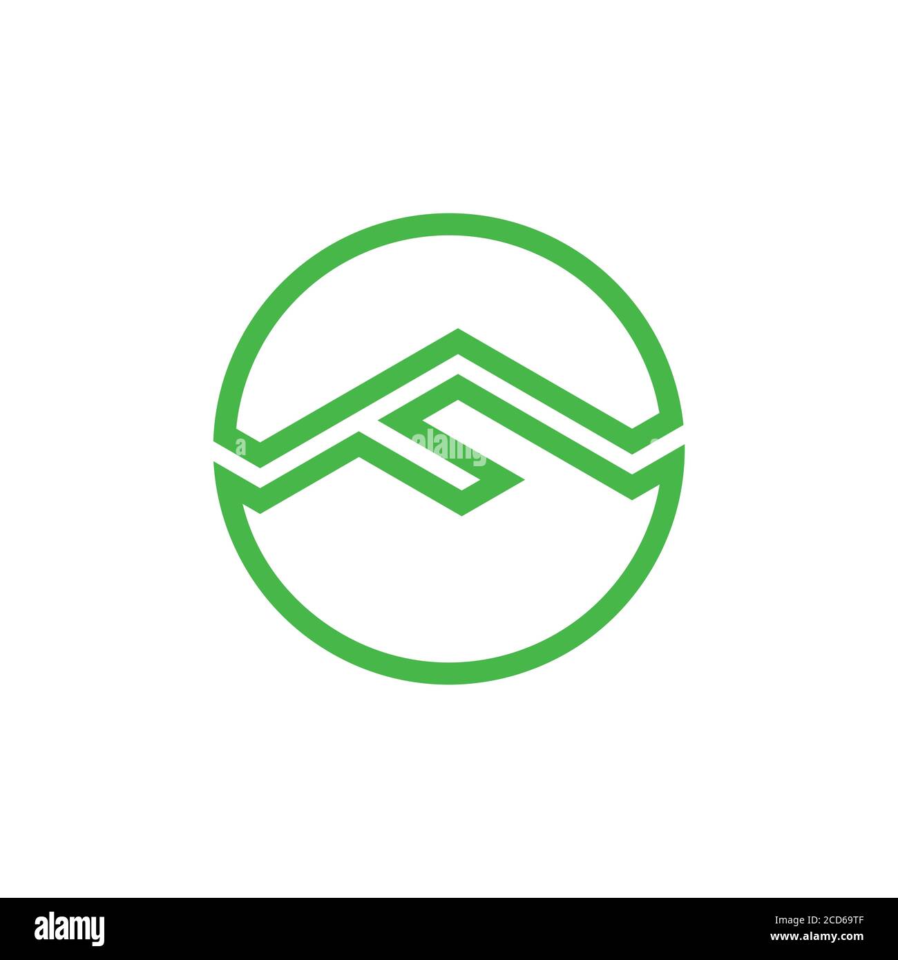 letter f simple green mountain logo vector Stock Vector