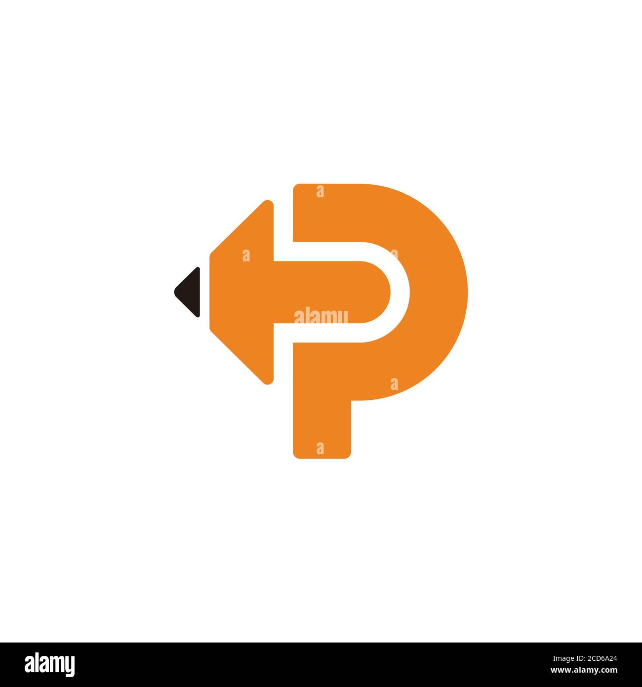 letter p pencil shape geometric arrow education logo vector Stock Vector