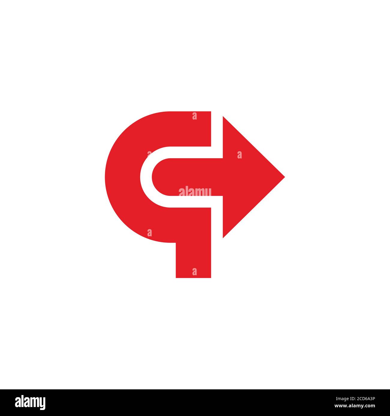 letter qc simple geometric right arrow design logo vector Stock Vector