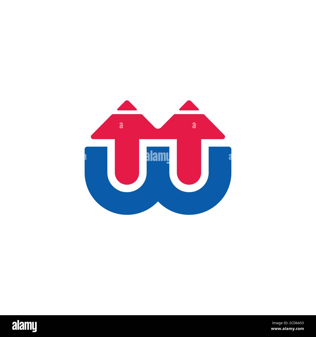letter w motion up arrow shape geometric design logo vector Stock Vector