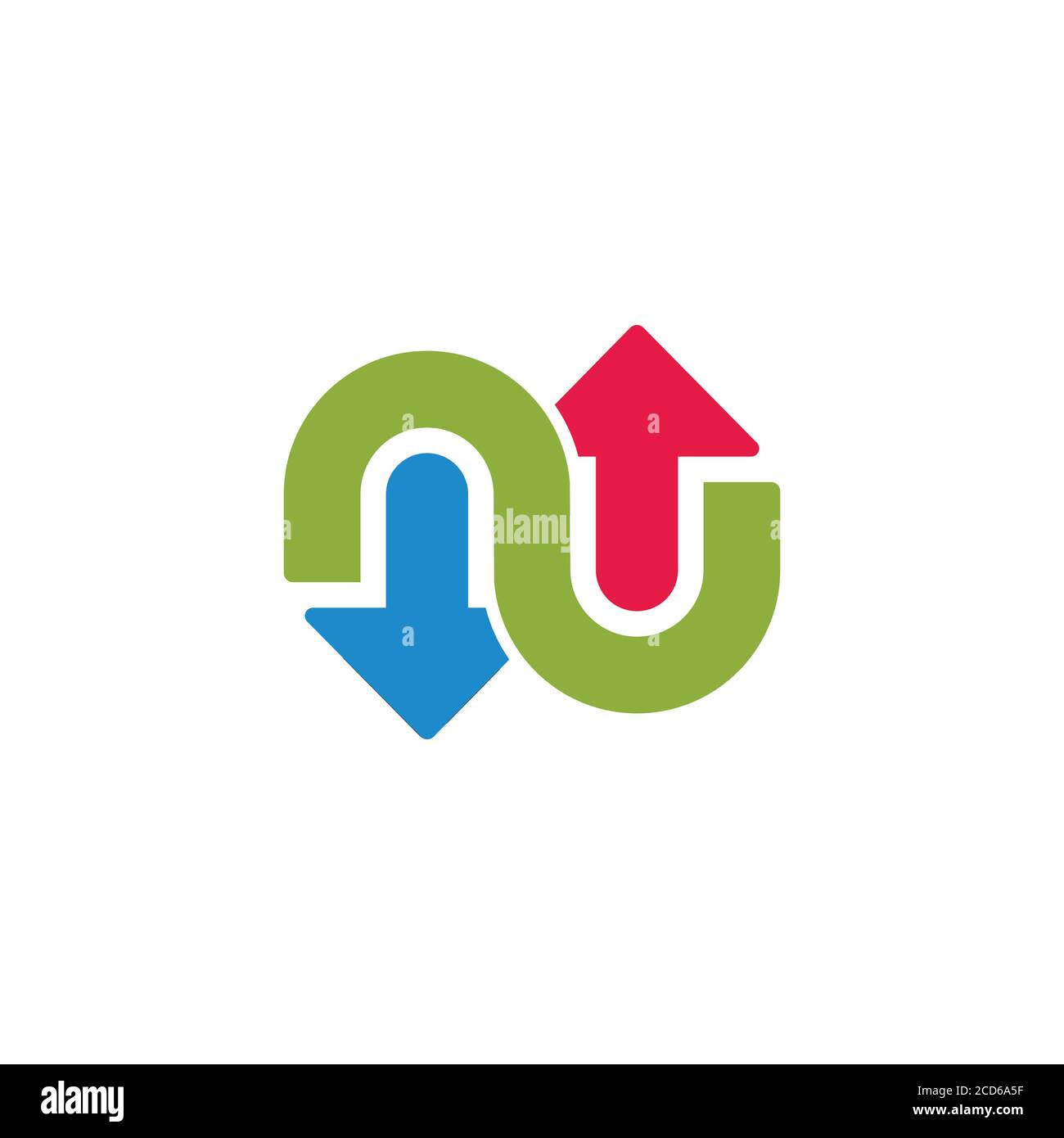 letter nu opposite arrows geometric design logo vector Stock Vector