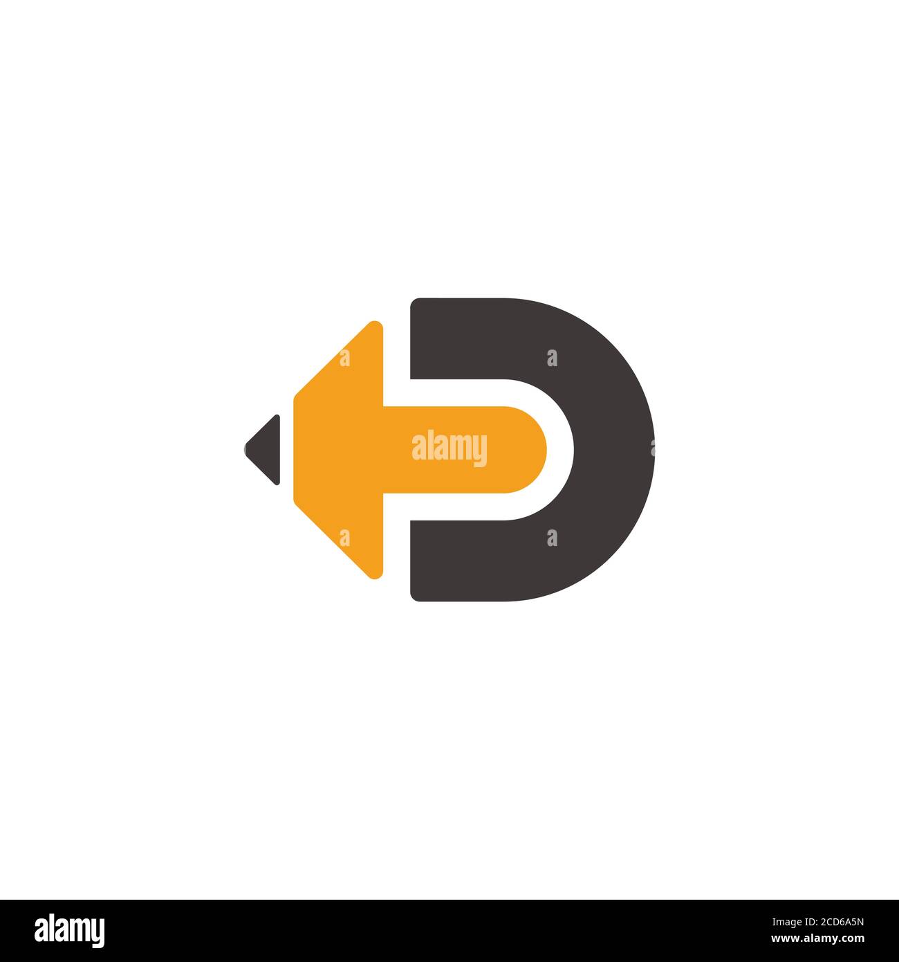 letter D pencil shape geometric arrow education logo vector Stock Vector