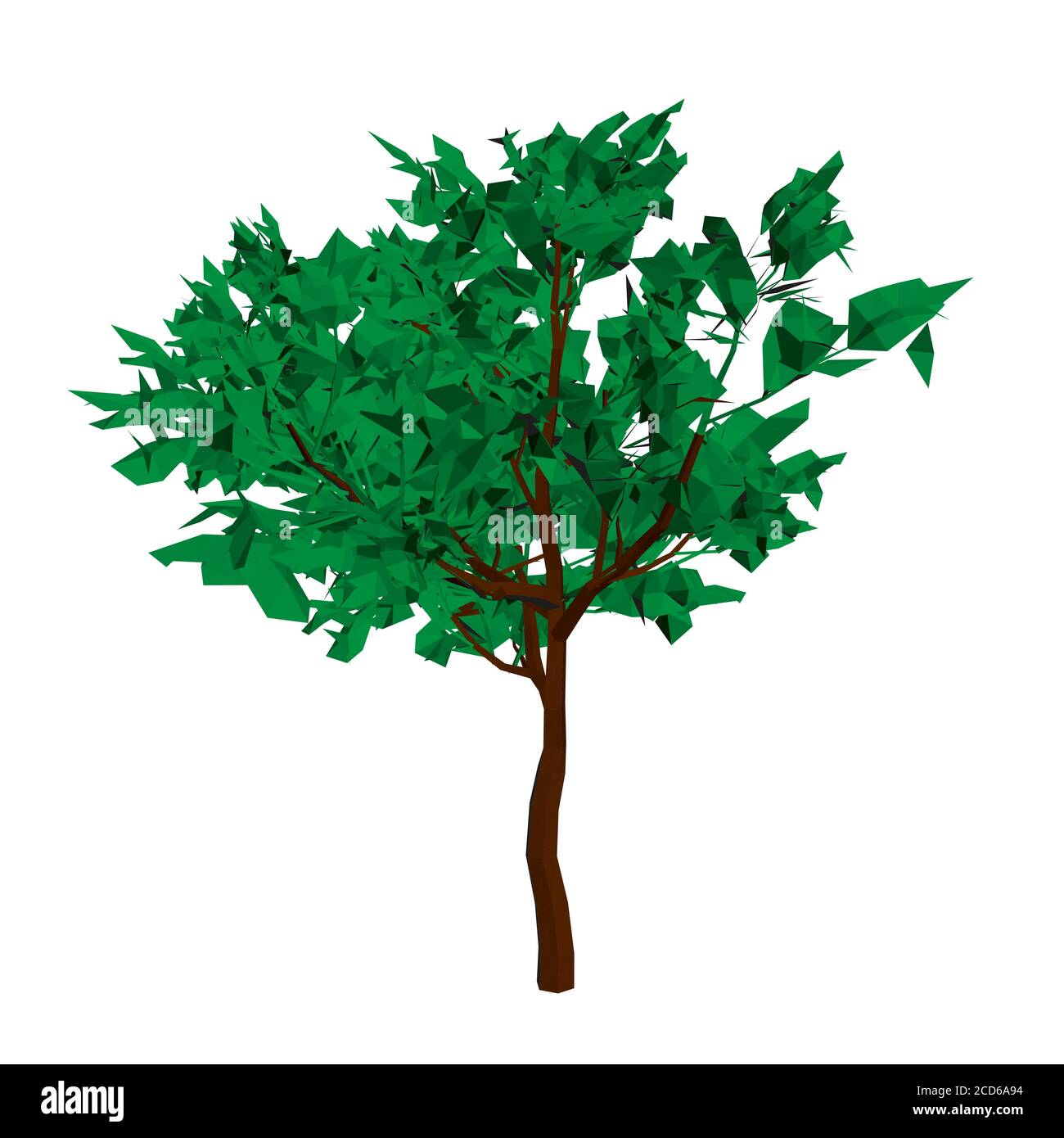 Low polygonal tree with green leaves. 3D. Vector illustration Stock Vector