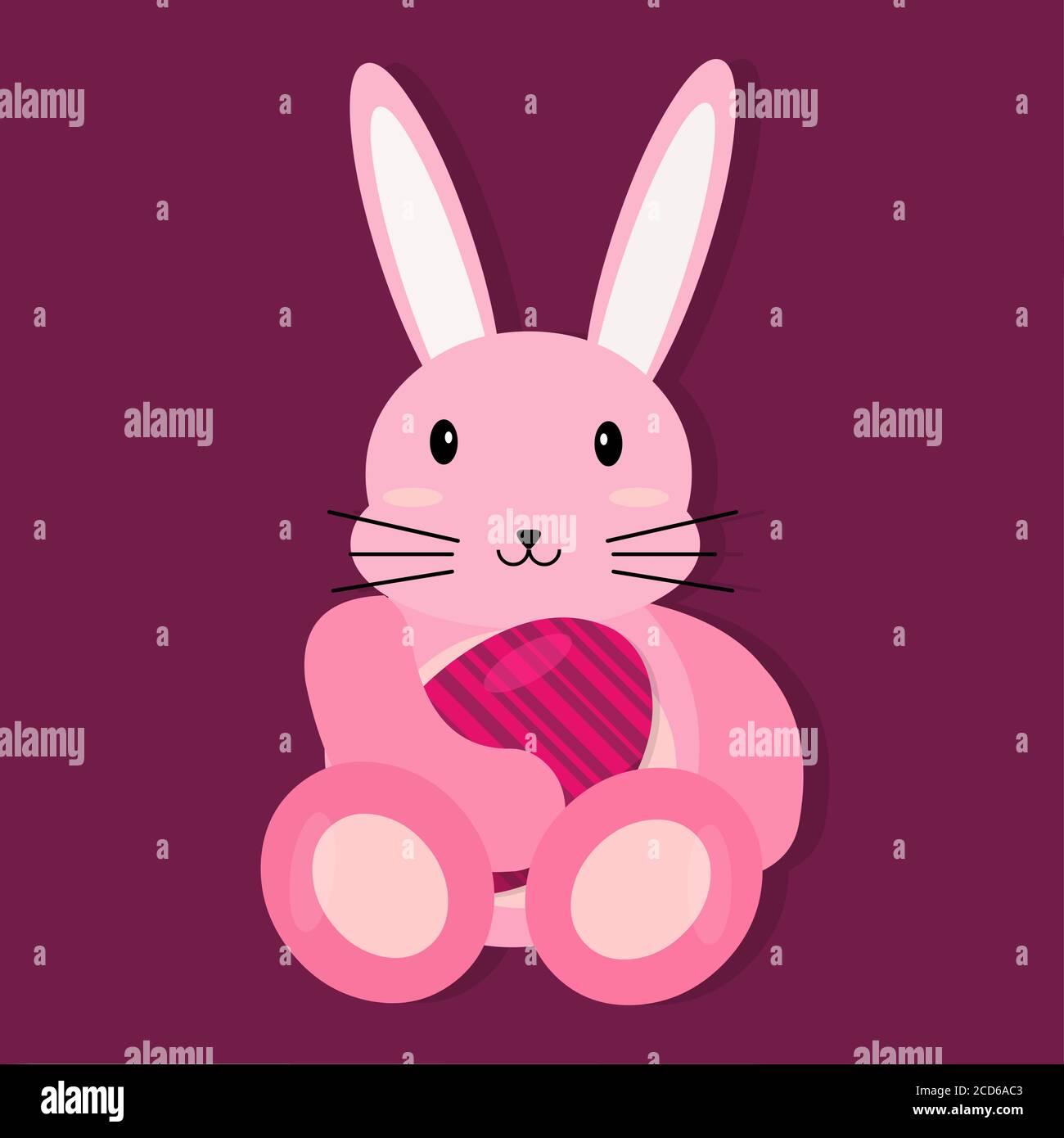 cute rabbit holding easter egg isolated vector illustration Stock Vector