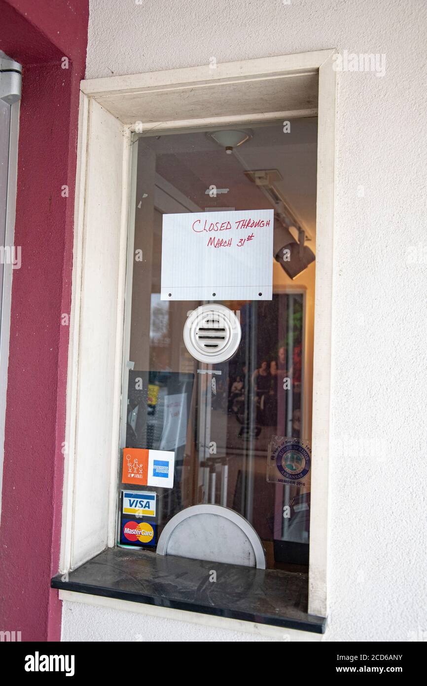 Heber Springs, AR.Businesses close, including a movie theater, bank