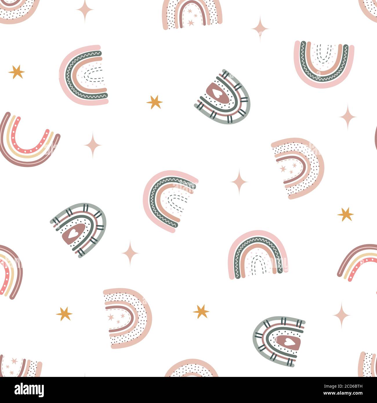 Trendy rainbows in boho style in different color. Vector seamless ...