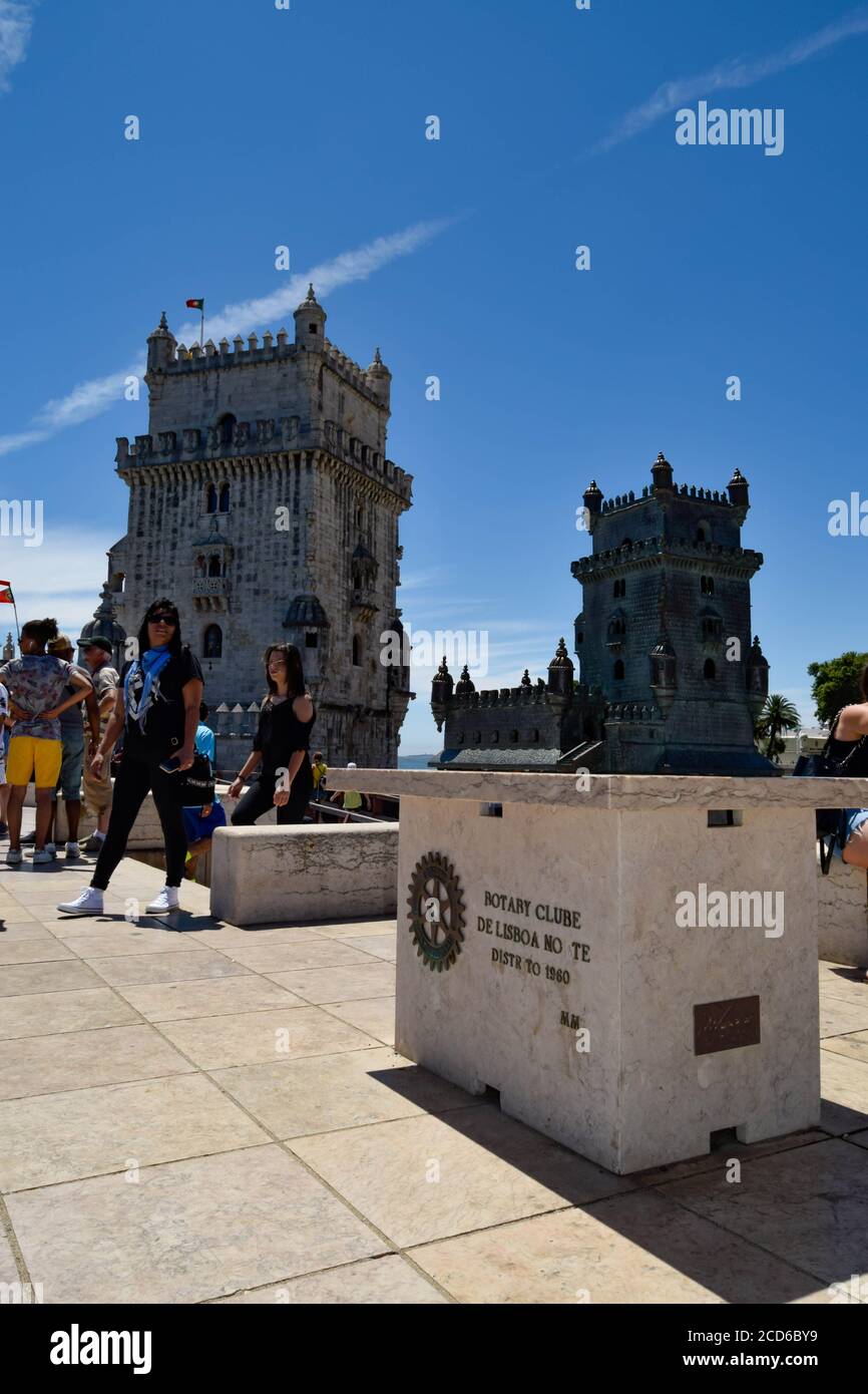 Torre de Belém in Lisbon from rotary club view perspective Stock Photo