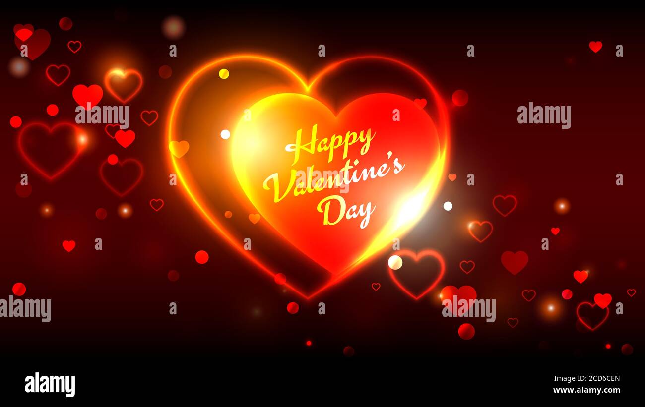 Happy valentines day bright vector greeting cards, red golden heart ...