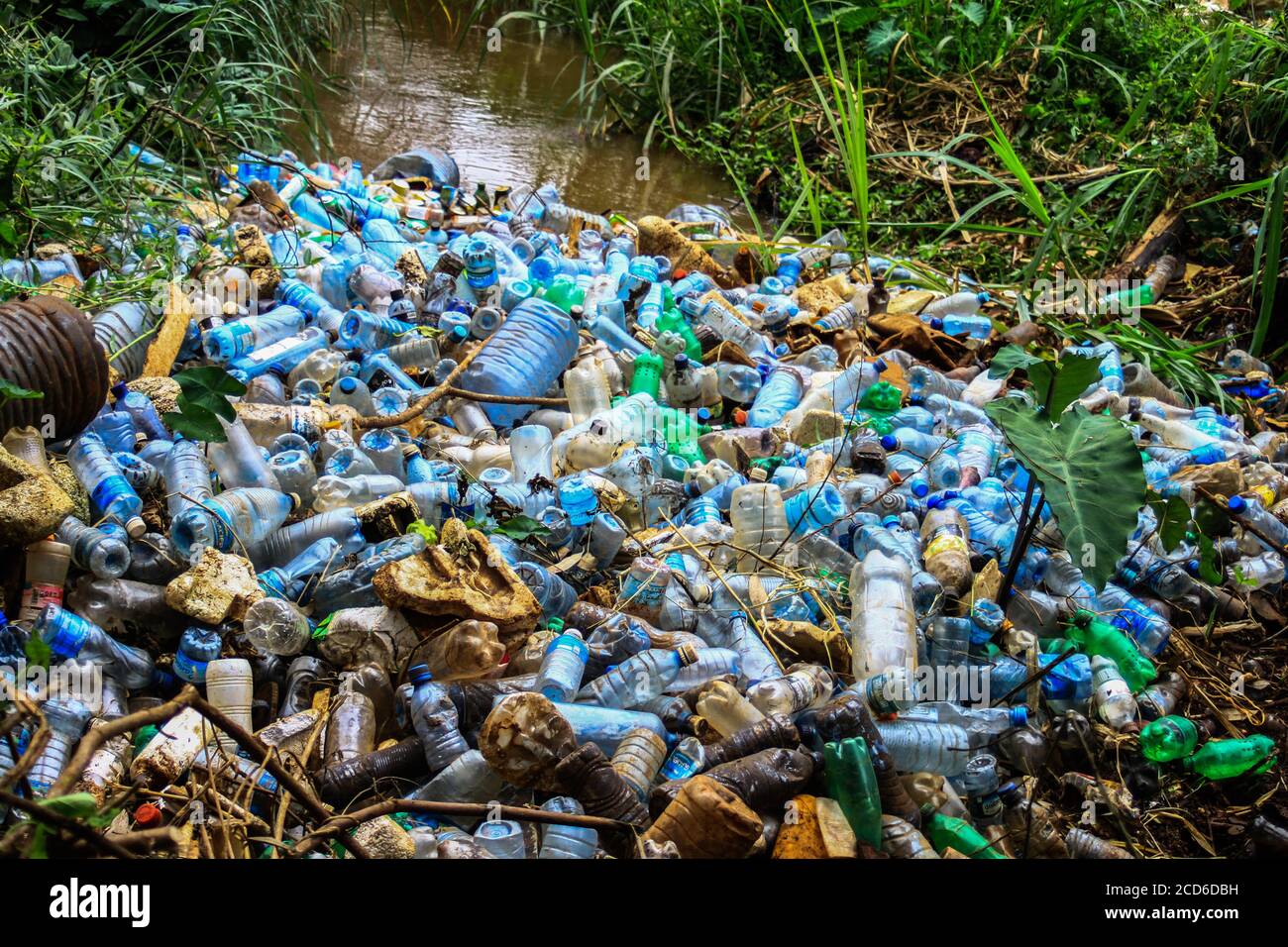 Nairobi, Kenya. 25th Aug, 2020. A section of polluted Ruaka River.An