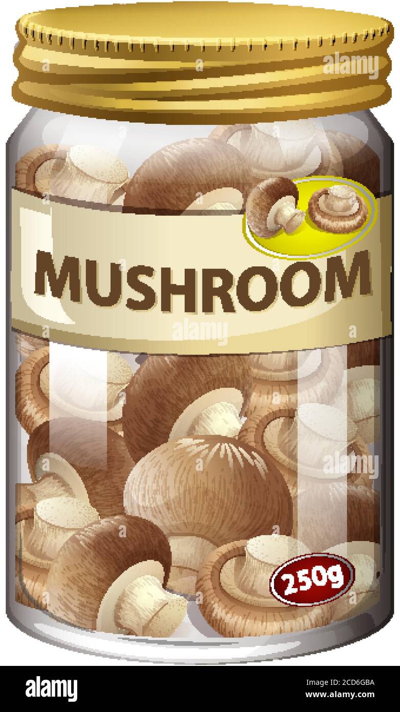 Mushroom preserve in glass jar illustration Stock Vector Image & Art