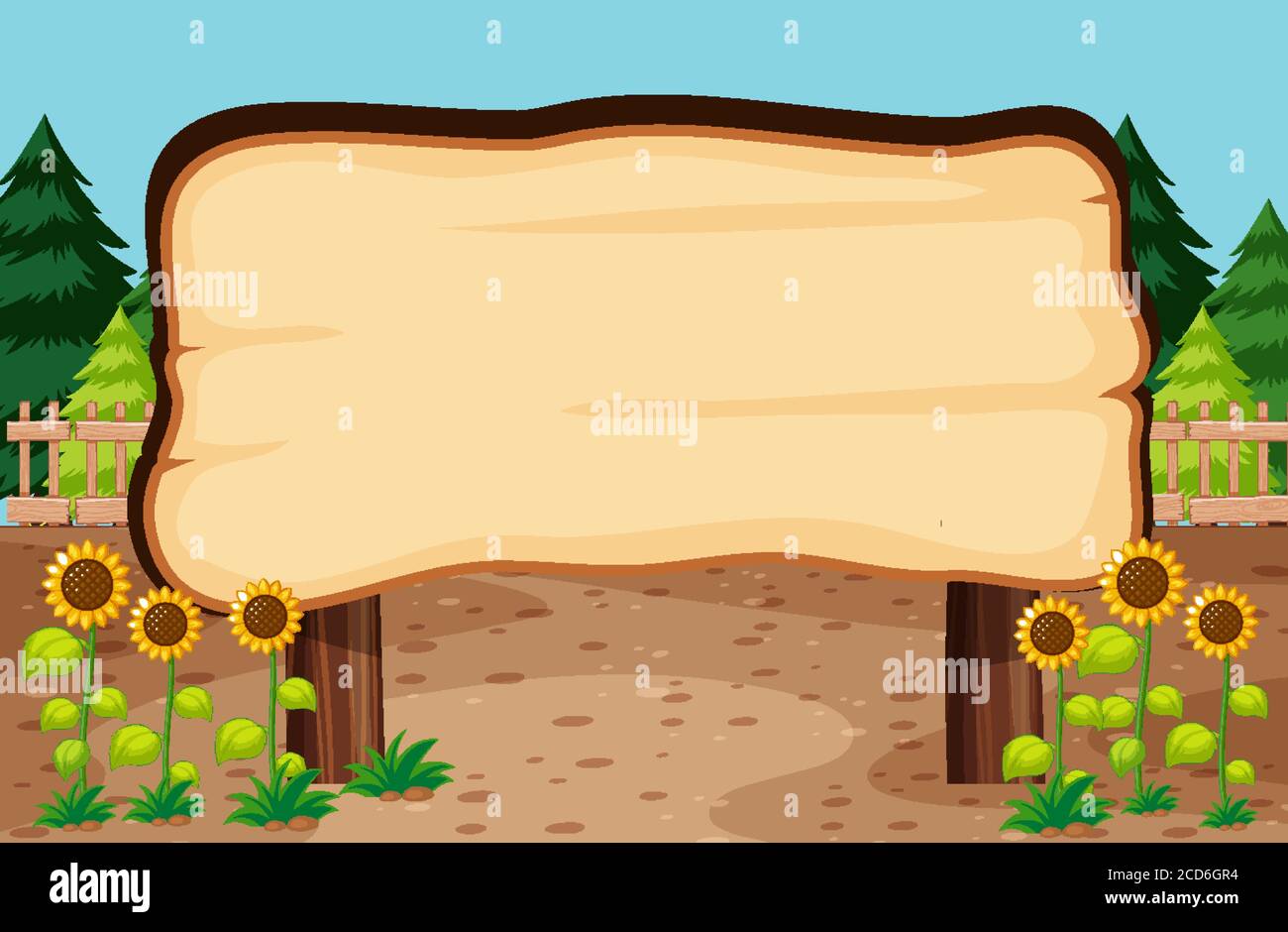 Blank wooden board in nature scene illustration Stock Vector Image ...