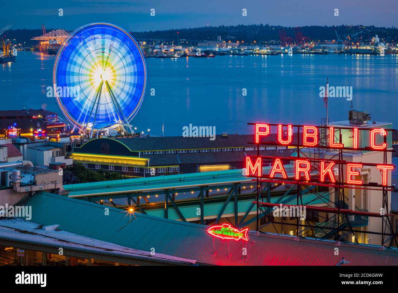 View From Rooftop Bar At The Inn At The Market Hotel In Seattle Washington Stock Photo Alamy