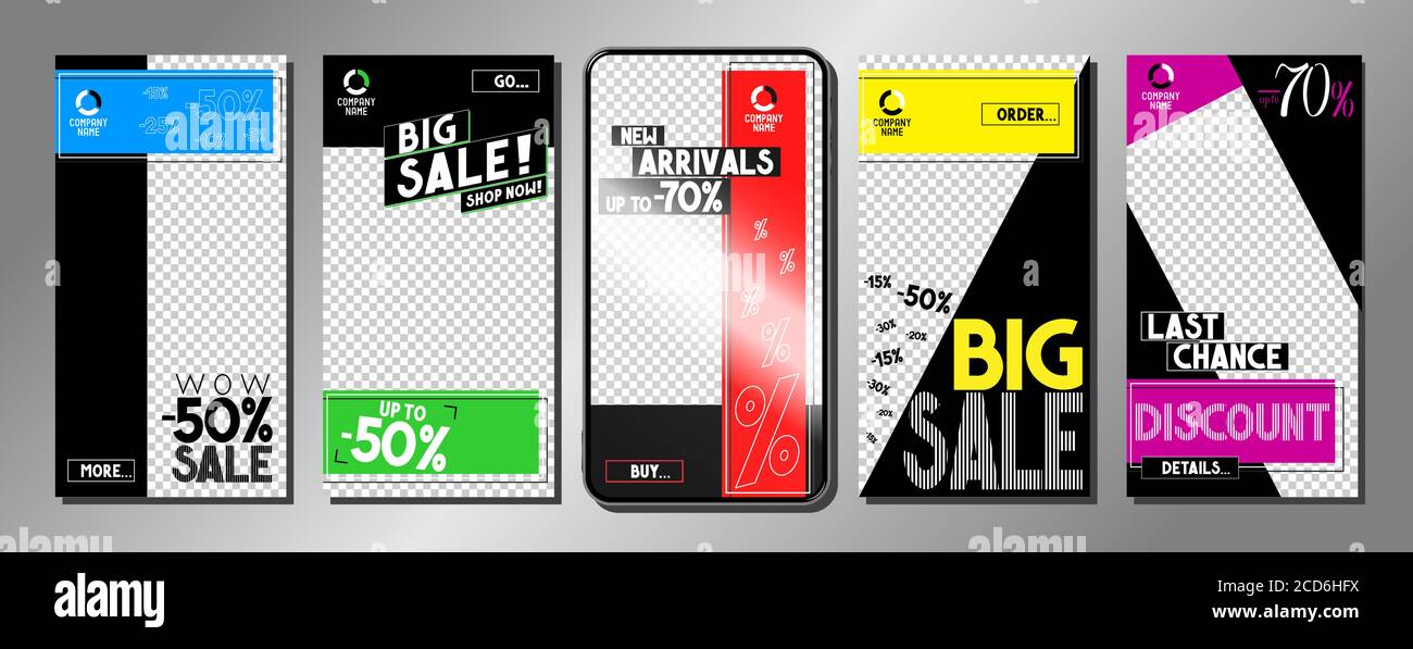 Social media advertisement - sale templates - vector illustration, 16:9 proportions Stock Vector