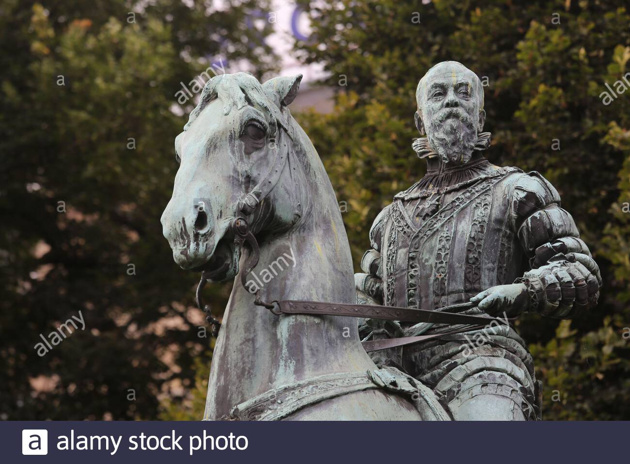 A statue of prince Luitpold of Bavaria in the town of Bamberg, Germany Stock Photo