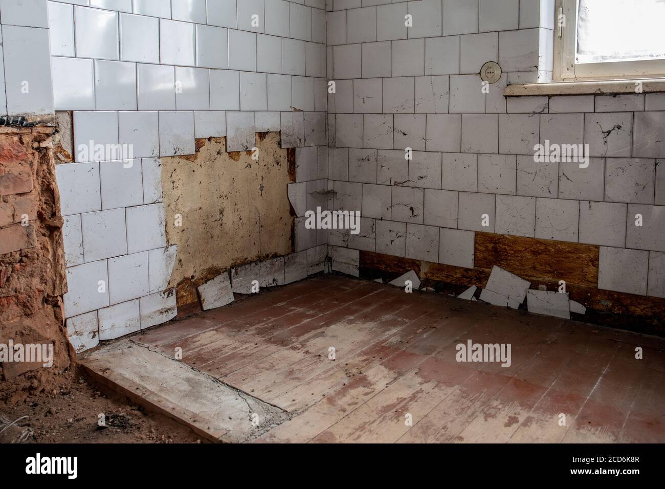 Poor condition house. Reconstruction, renovation and re-planning. Improvement of living space Stock Photo