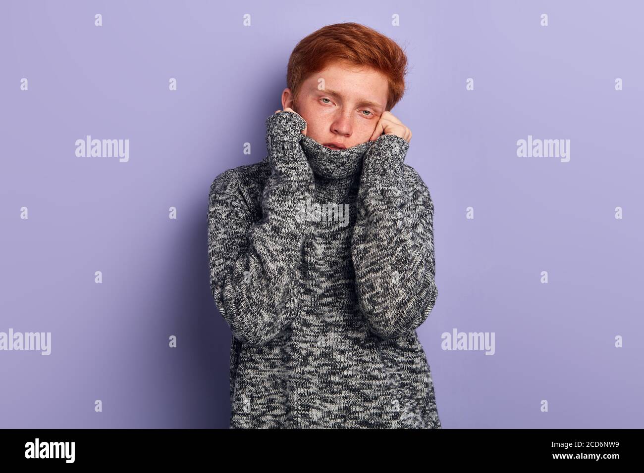 sick pale man suffers from flu cold man has terrible pain in neck sore throat angina. close up portrait Stock Photo Alamy
