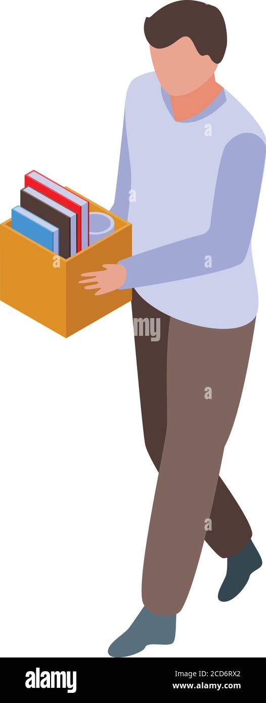 Fired office worker icon, isometric style Stock Vector