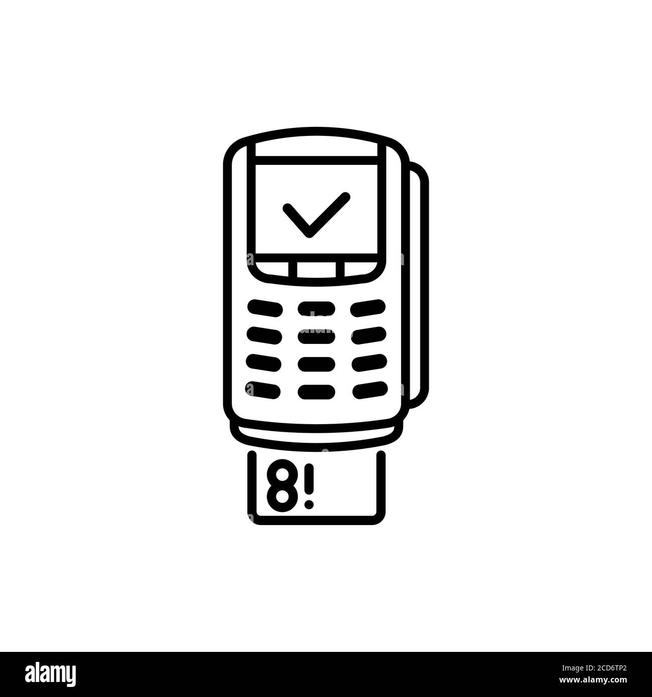 Contactless payment by credit debit card via the bank terminal banner. Outline payment method symbol. Quality element Acquiring payment. Vector on Stock Vector