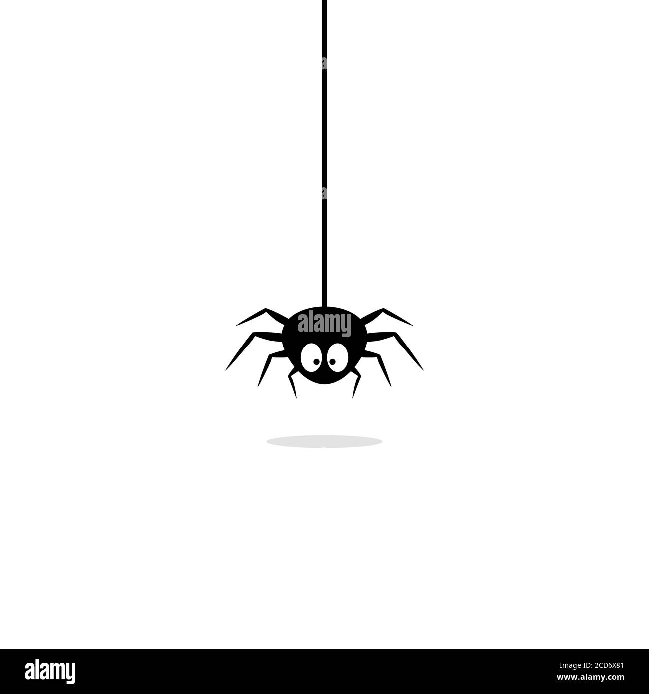 Cute black spider hangs on a cobweb. Halloween concept. Vector on isolated white background. EPS 10 Stock Vector