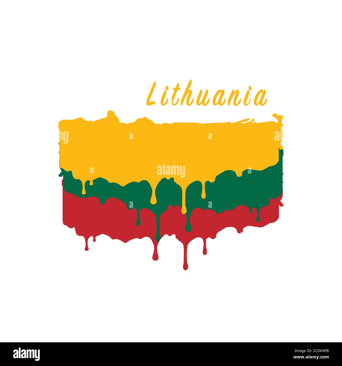 Painted Lithuania flag, Lithuania flag paint drips. Stock vector illustration isolated on white background Stock Vector