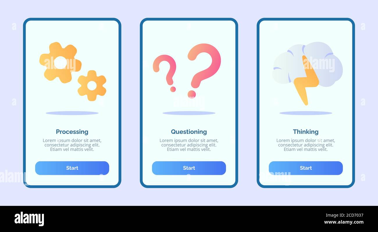 Processing questioning thinking for mobile apps template banner page UI ...