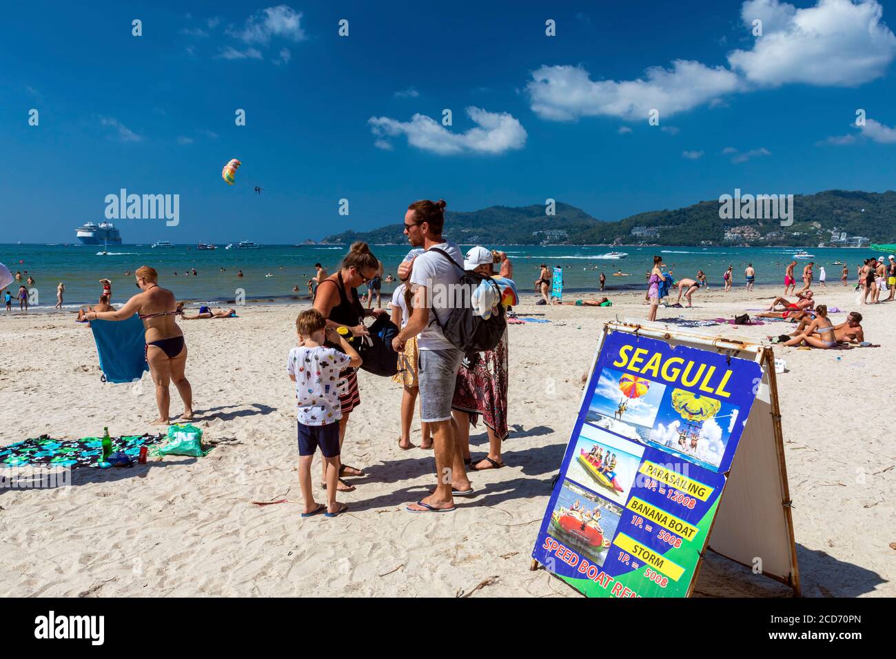 Water activities and rental on the beach at Patong, Phuket, Thailand