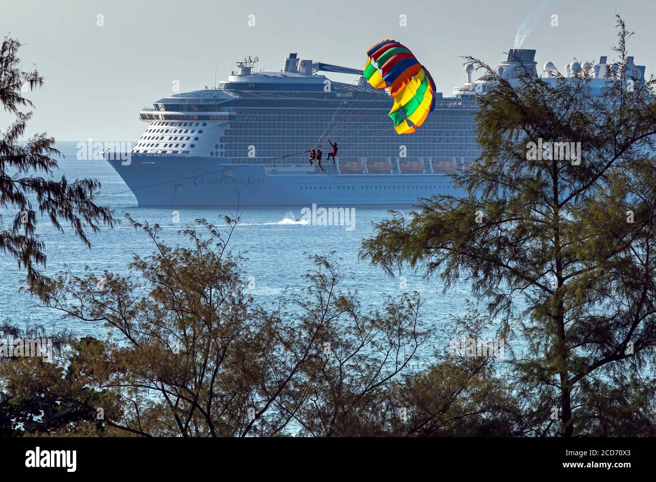 Parasailing tourists near Patong Beach, Patong, Phuket, Thailand Stock Photo