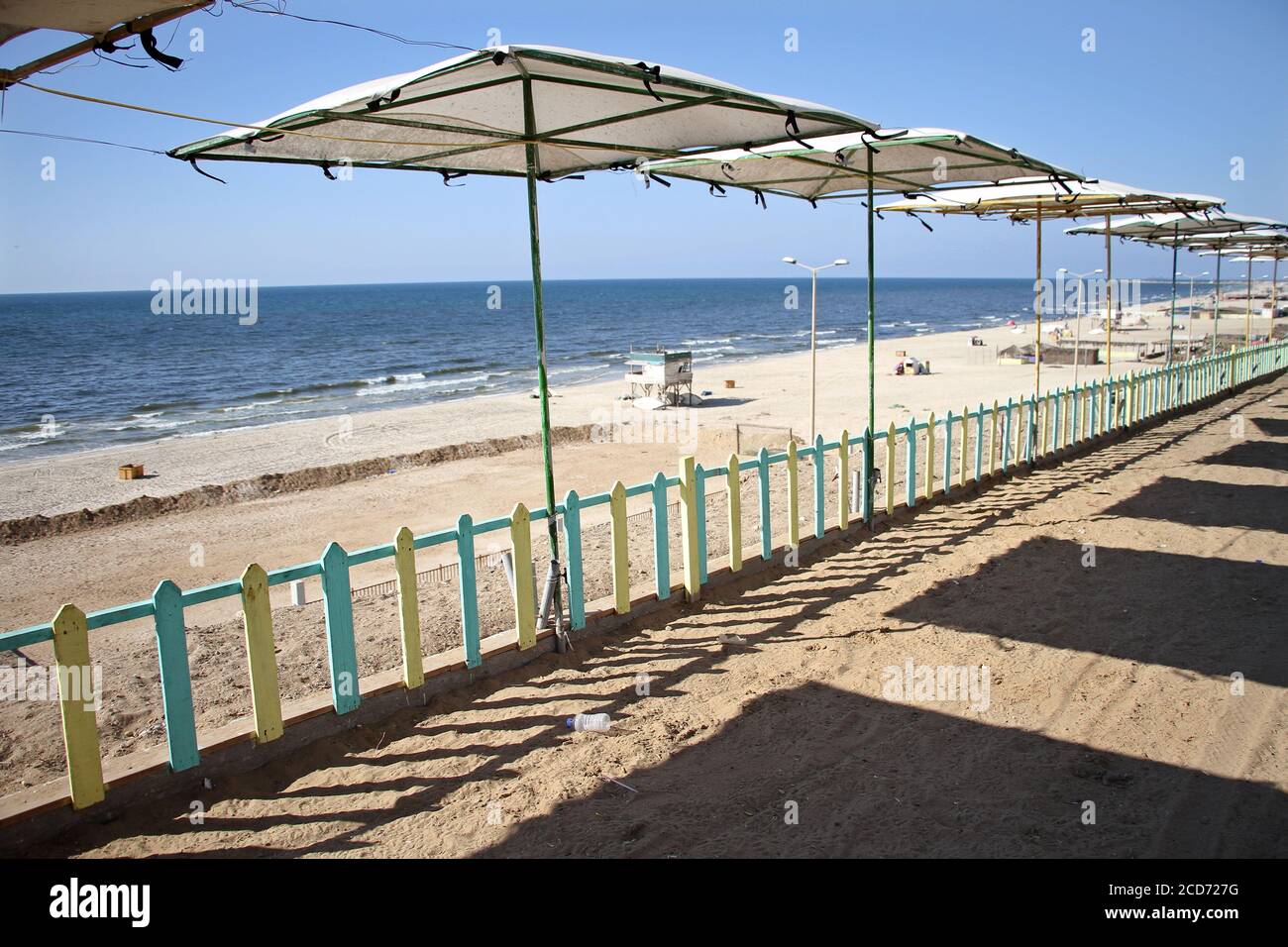 Gaza. 26th Aug, 2020. Photo taken on Aug. 26, 2020 shows the empty seaside in Gaza City. The Hamas-run ministry of interior announced on Wednesday that it decided to extend the lockdown imposed on all Gaza Strip districts for an additional 72 hours to combat coronavirus. Credit: Rizek Abdeljawad/Xinhua/Alamy Live News Stock Photo