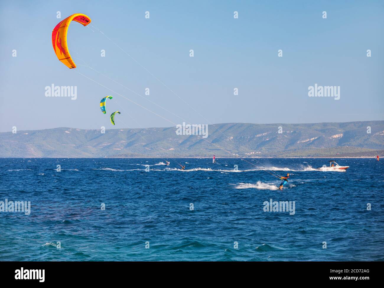 Kiting in Bol island Brac Stock Photo