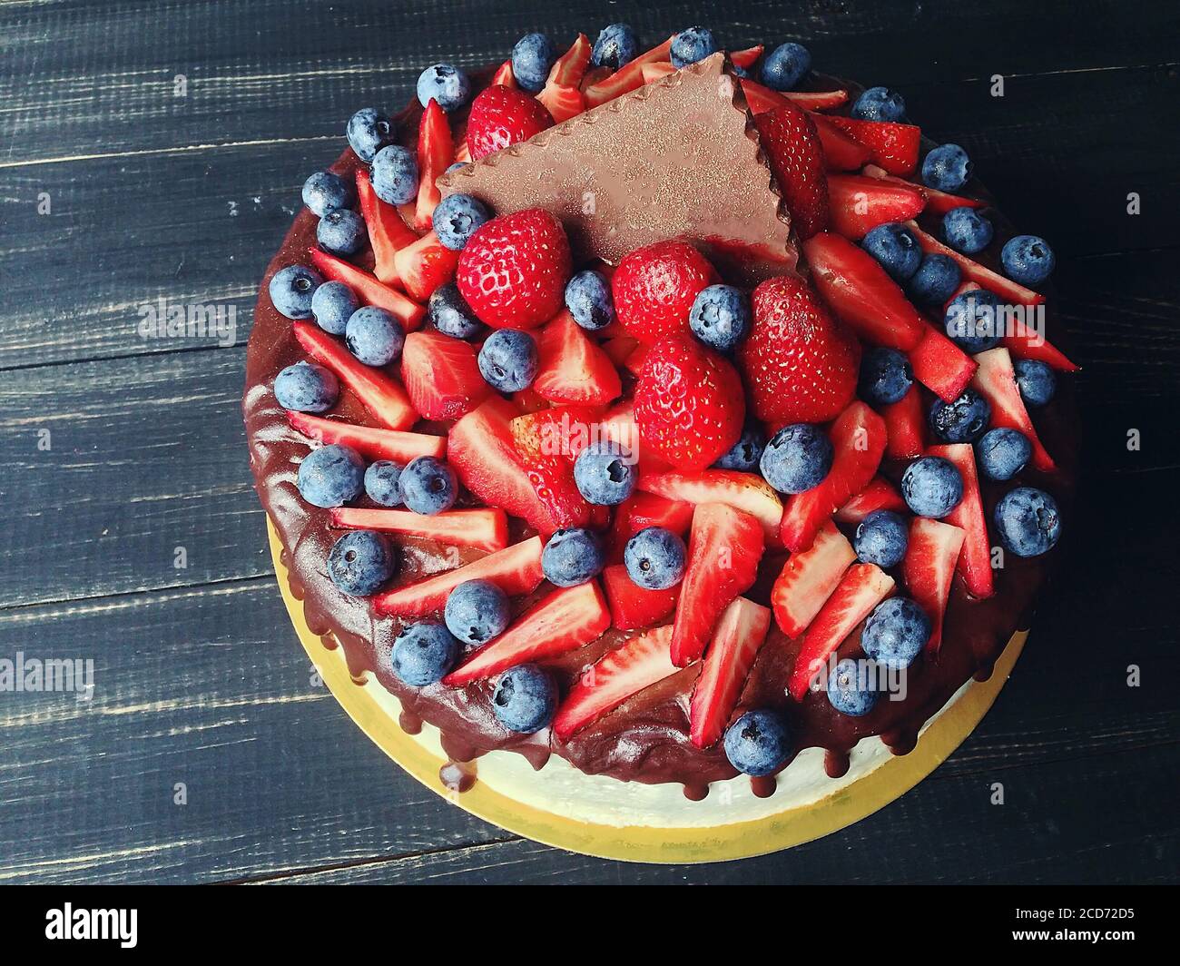 Strawberry and chocolate cake Stock Photo - Alamy