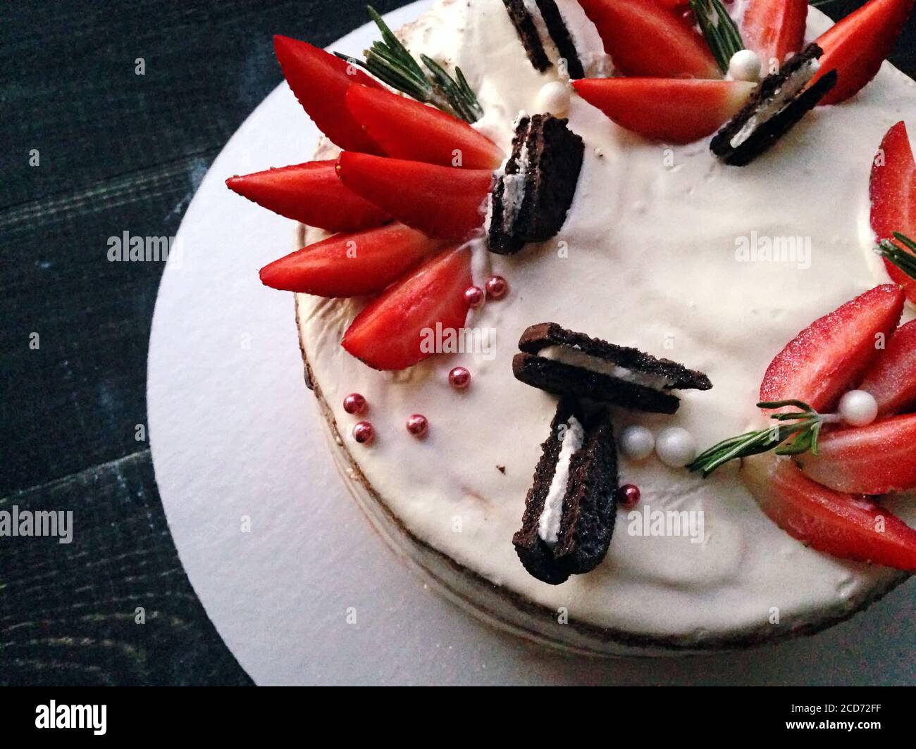 Strawberry and chocolate cake Stock Photo - Alamy