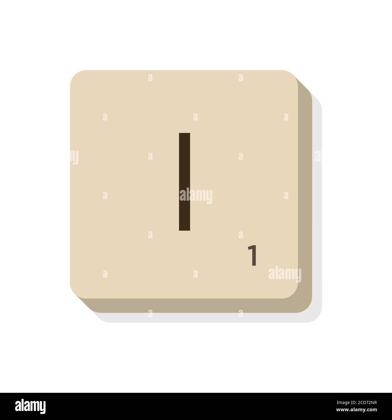 Letter I in scrabble alphabet. Isolate vector illustration to compose your own words and phrases. Stock Vector