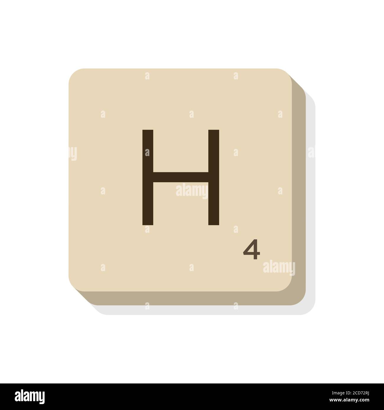 Letter H in scrabble alphabet. Isolate vector illustration to compose your own words and phrases. Stock Vector