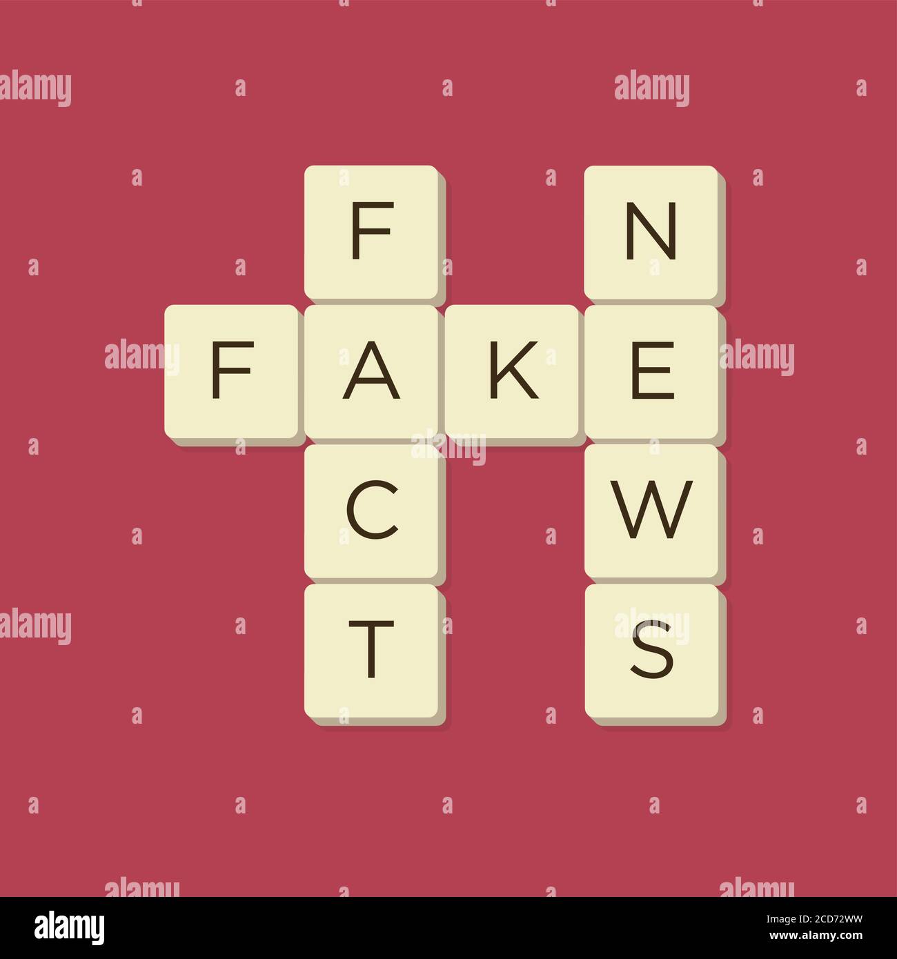 Fake news, fact news in scrabble letters. Isolate vector illustration. Stock Vector