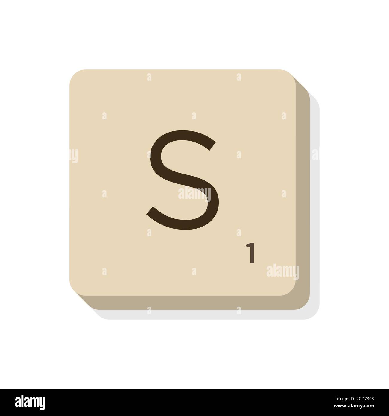 Letter S in scrabble alphabet. Isolate vector illustration to compose your own words and phrases. Stock Vector
