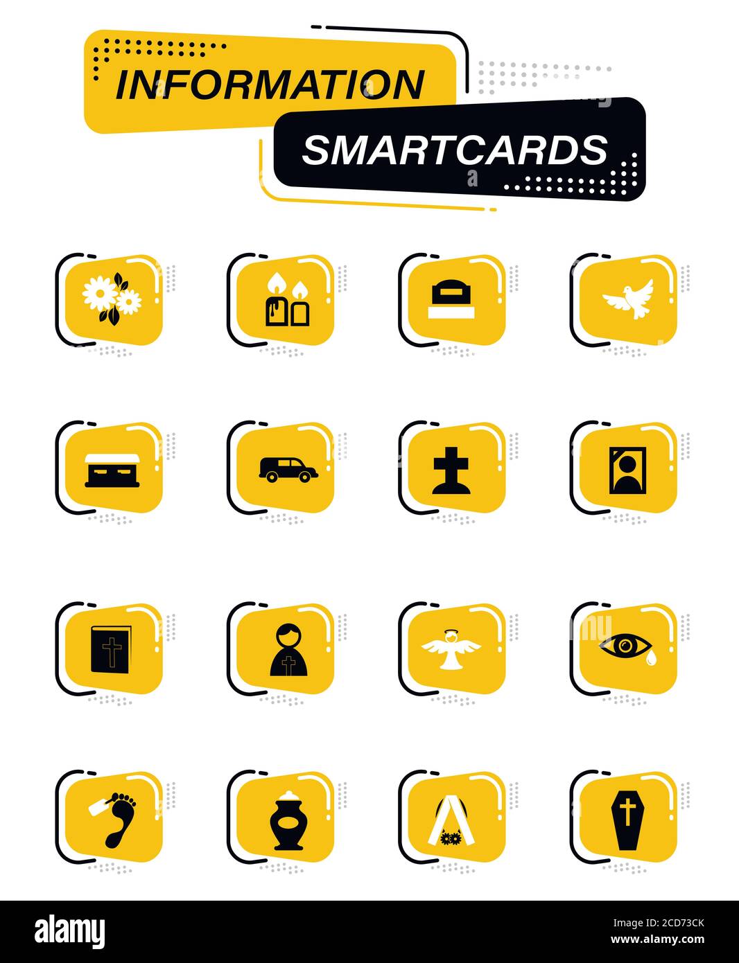 Funeral service icons set Stock Vector