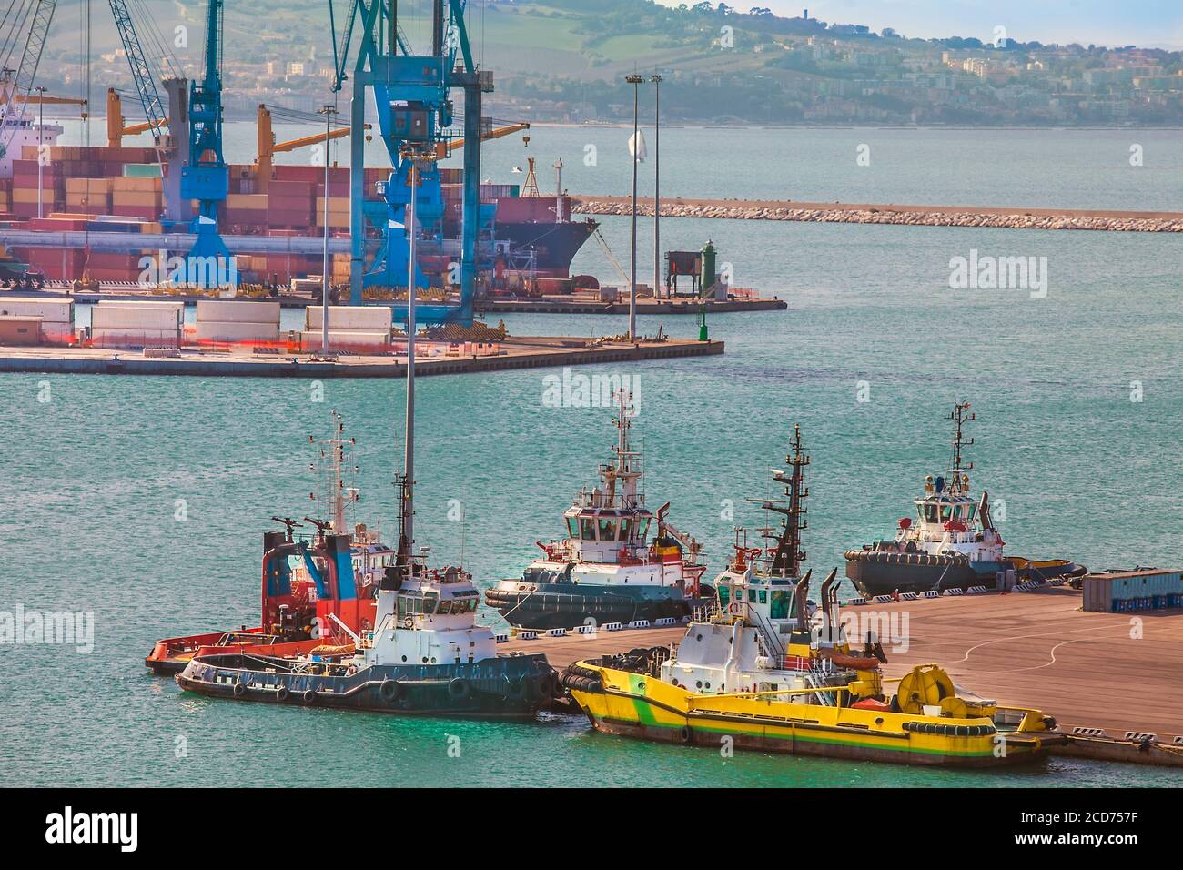 Ships in the cargo port of Ancona in the Marche region of Italy Stock Photo
