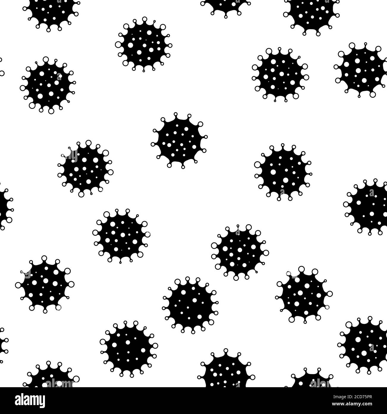 Coronavirus seamless background pattern. Black virus silhouettes. COVID ...