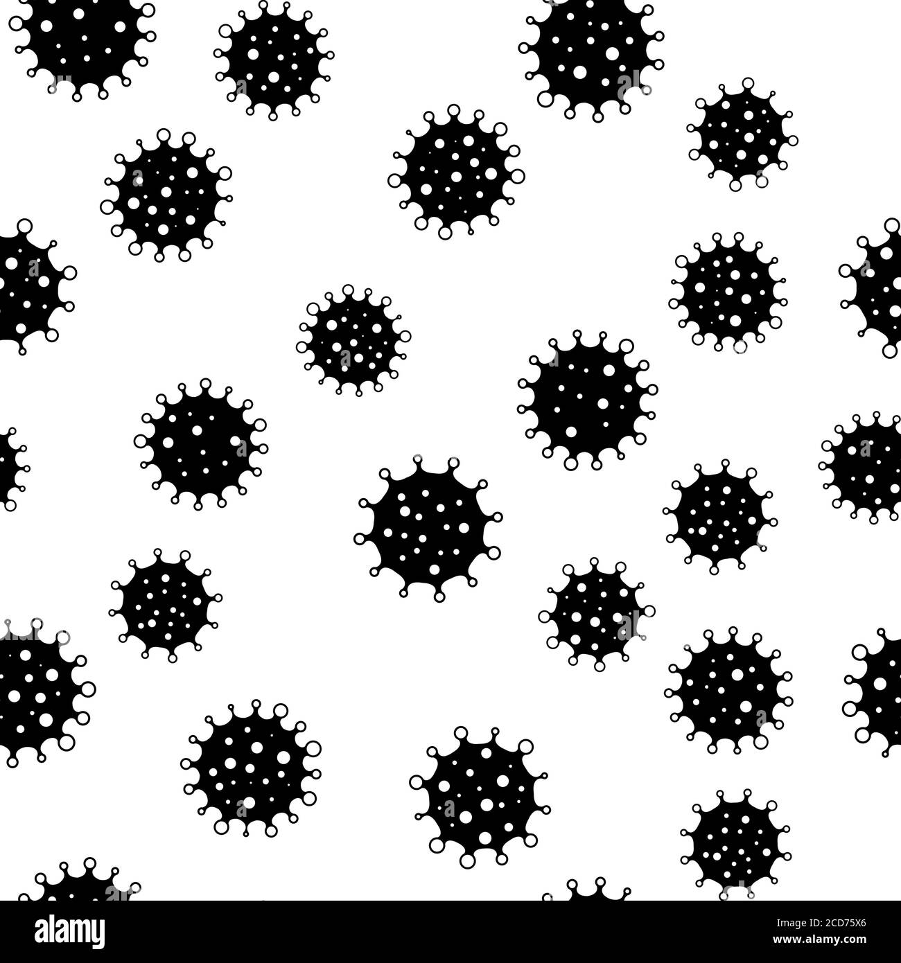 Coronavirus seamless background pattern. Black virus silhouettes. COVID ...