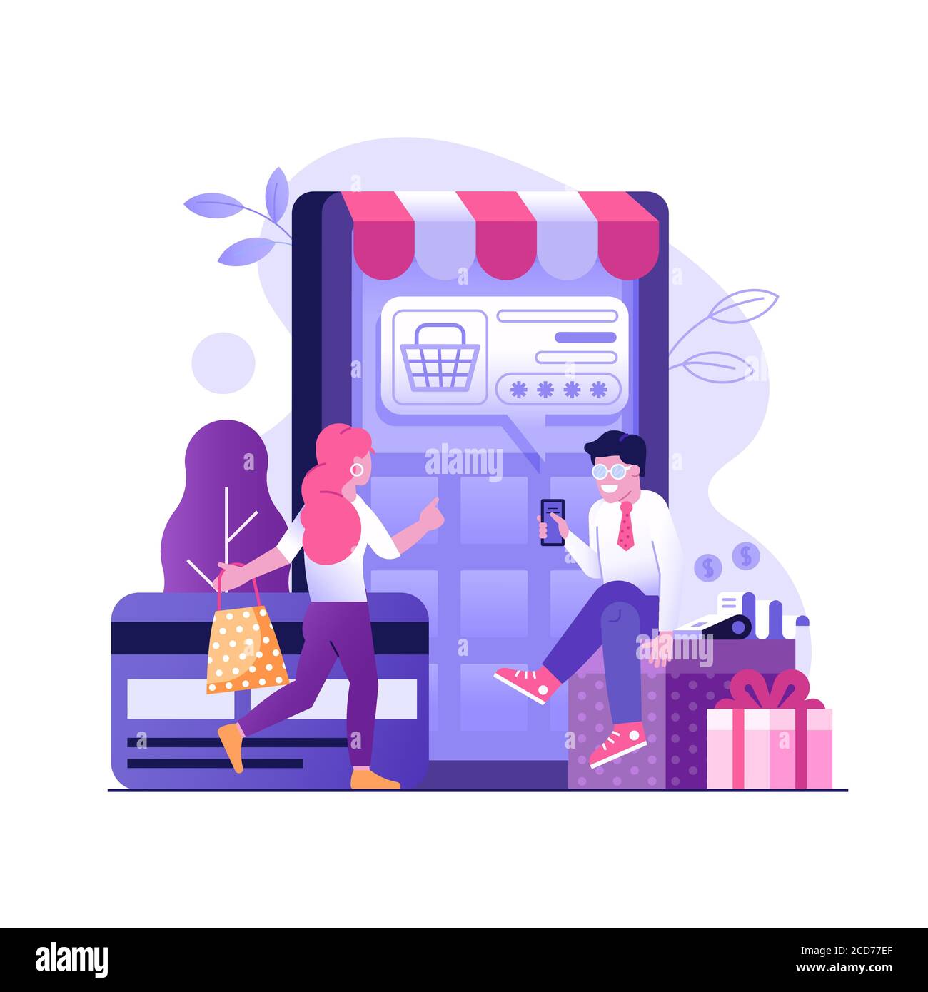 Mobile Online Payment Concept in Flat Design Stock Vector Image & Art ...