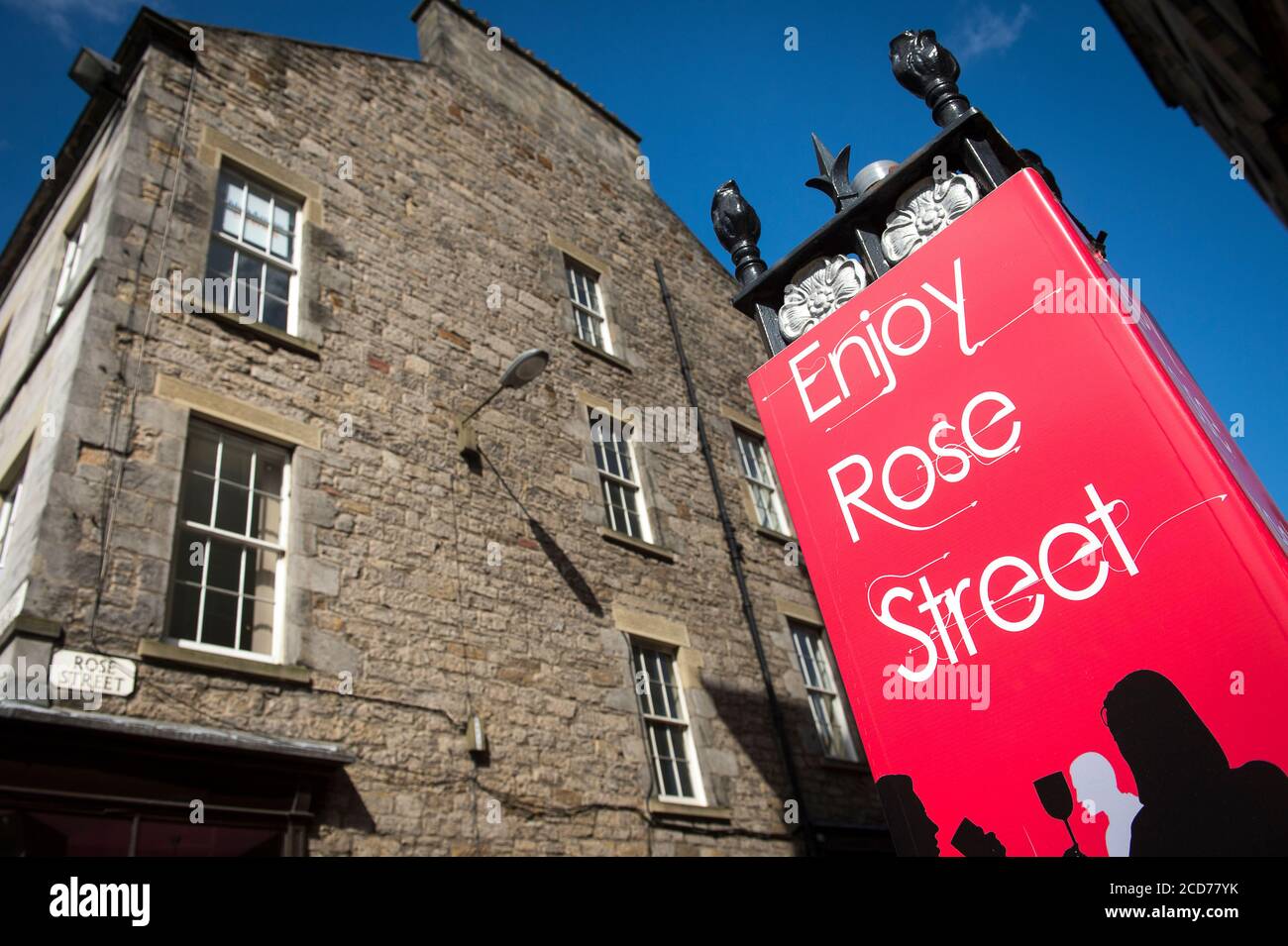 Sign on Rose Street, New Town, Edinburgh, Scotland. Stock Photo