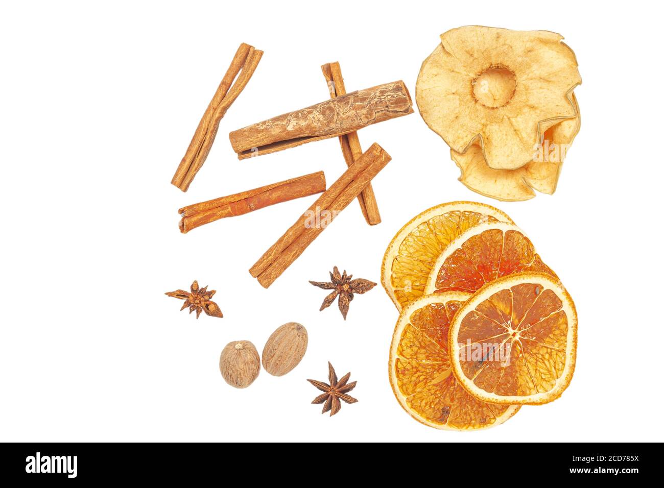 Set for mulled wine close up on a white background, isolate. Stock Photo