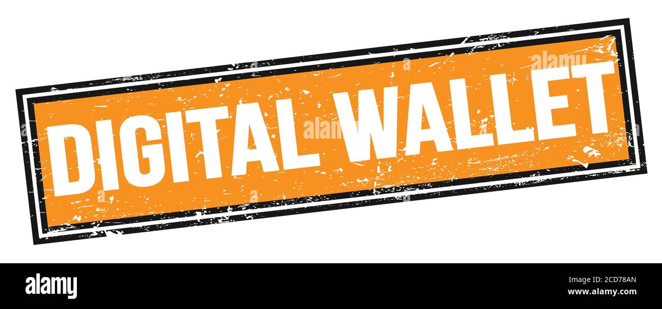 DIGITAL WALLET text on orange black grungy rectangle stamp sign Stock ...