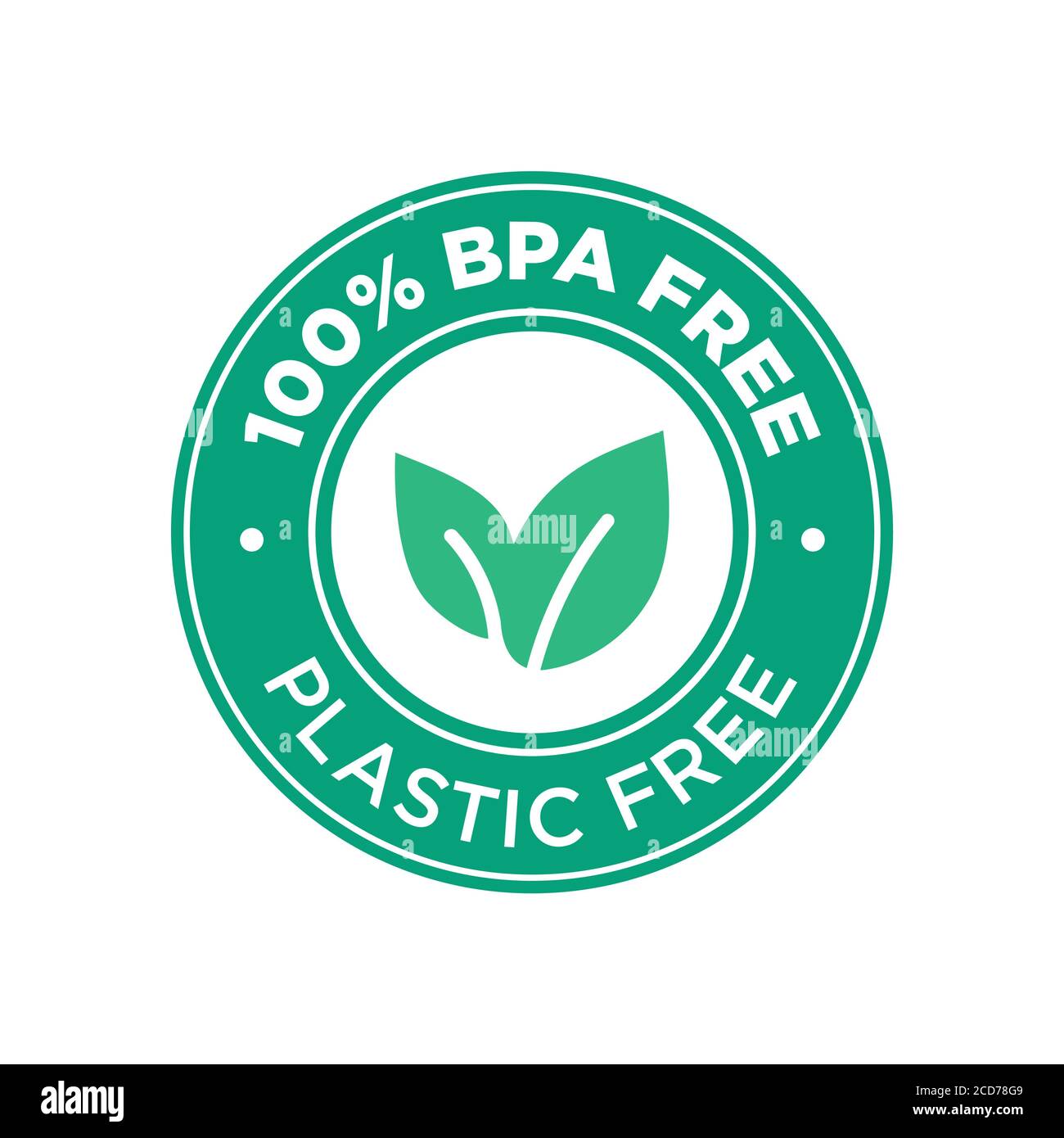 BPA free vector certificate icon. No phthalates and no bisphenol, safe food  package stamp, check mark and green leaf Stock Vector