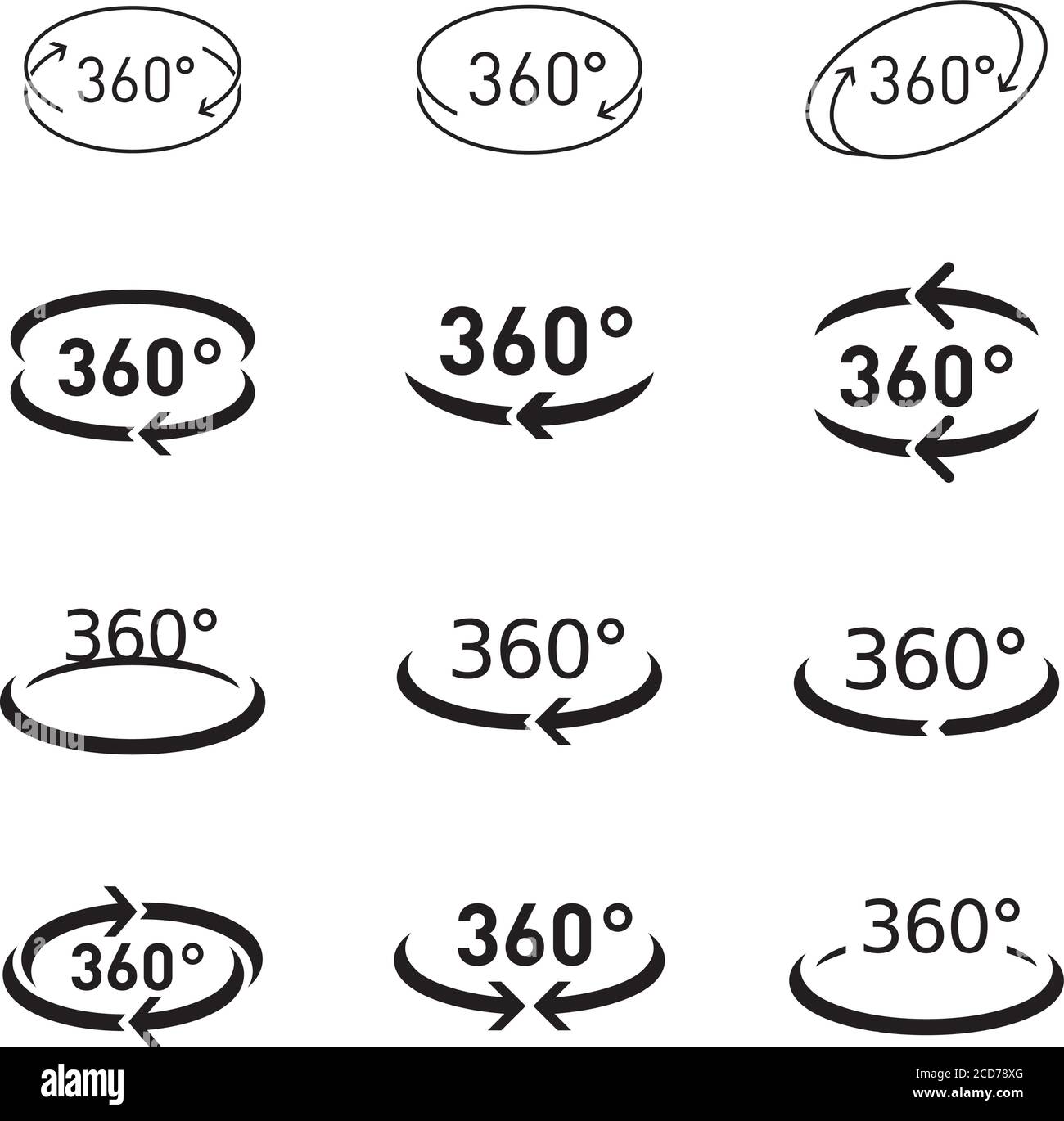 360 degree circular rotation. Set vector arrows. Refresh and reload. COLLECTION OF ARROWS AND ICONS. Stock Vector