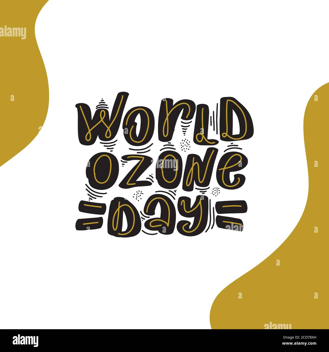 World Ozone Day - hand drawn lettering. postcard Stock Vector