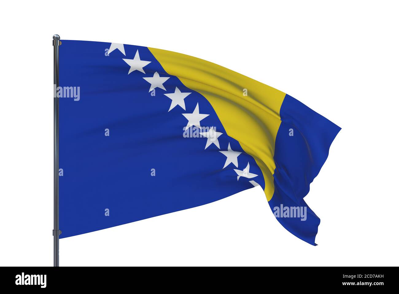 3D illustration. Waving flags of the world - flag of Bosnia and ...