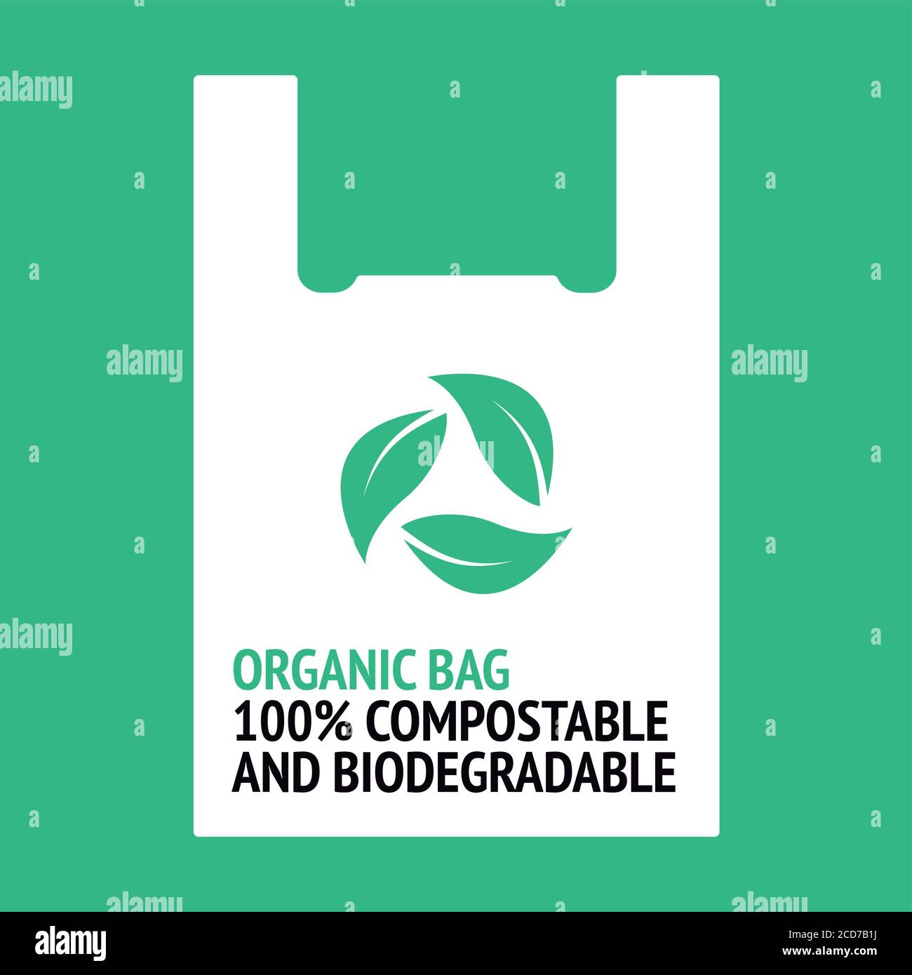 Design for organic bag. 100% biodegradable and compostable. Plastic free. Stock Vector